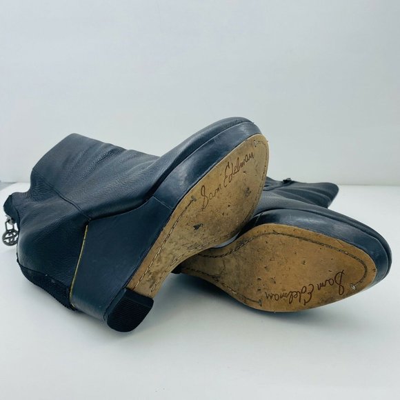 Sam Edelman Split Wedge Leather Viva Bootie Black Size 7.5 - Picture 6 of 8